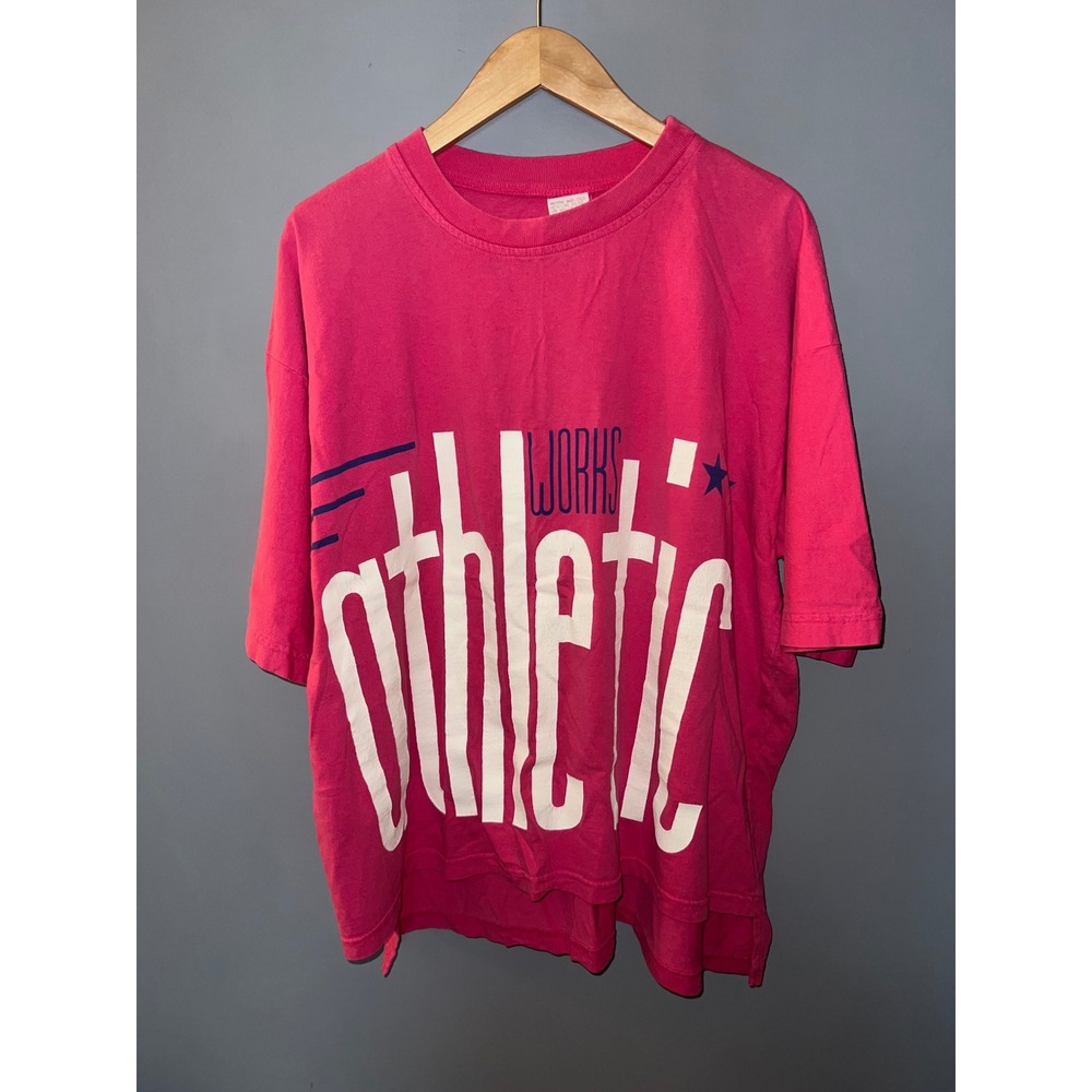 Vintage Athletic Works Hot Pink Oversized Graphic T-Shirt Made in USA One Size